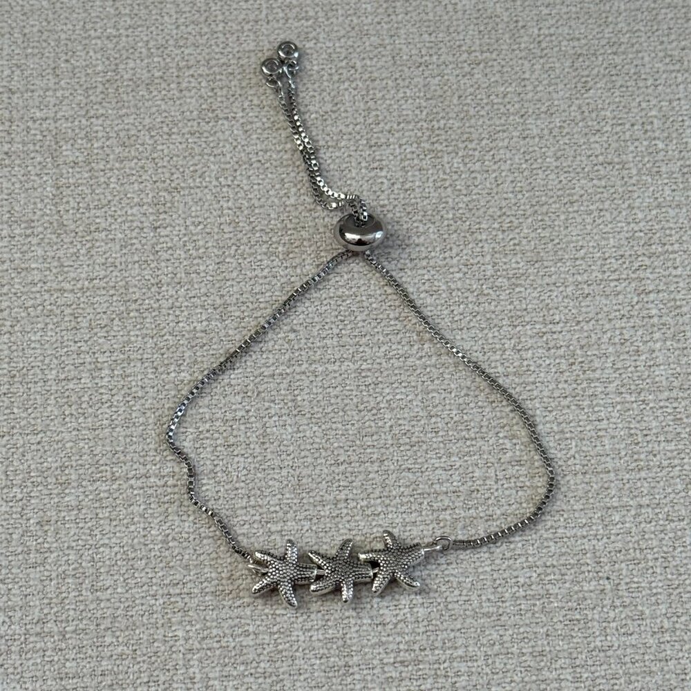Adjustable Slider Bracelet Silver Starfish - Picture 4 of 6